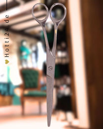 Produktbild von BR Schere gebogen schmal aus Edelstahl für die Fellpflege in Silber