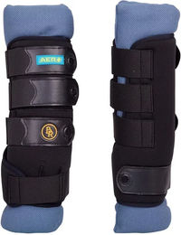 BR Stallgamaschen AER+ für Pferde vorne aus Neopren Größe M Schwarz Blau – Bild 1 von 3
