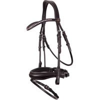 Produktbild von BR Trense Southam Anatomical aus Leder in Schwarz mit Silber und Swarovski Kristallen für Vollblut