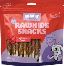 Produktbild von Braaaf Roll Sticks Ente Kausnack getreidefrei und glutenfrei 30 Stück 12,5 cm - 30 x 12,5 cm