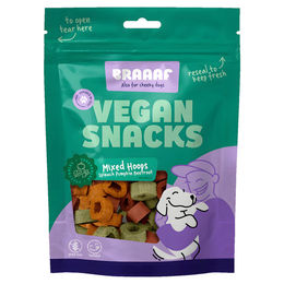 Produktbild von Braaaf Vegan Belohnungssnack Mixed Hoops Spinat Kürbis Rote Bete ohne tierisches Protein