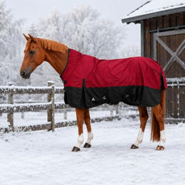 Brama-West Monteze Winterdecke für Pferde Turnout High Neck 200g 1200D Rot/Schwarz Grösse 135 – Bild 1 von 1