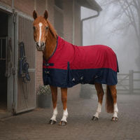 Produktbild von Brama-West Pferde-Outdoordecke Baltimore Turnout 1680D High Neck Rot/Navy Größe 165