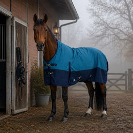 Brama-West Winterdecke Pferd Oscar Turnout 1680D High Neck 50 GSM Petrol 155 cm – Bild 1 von 1
