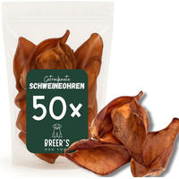 Produktbild von Breers Pet Food Schweineohren getrocknet Hundekausnack für erwachsene Hunde getreidefrei und zuckerfrei 50 Stück