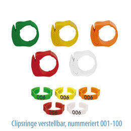 Produktbild von Breker Clipsringe verstellbar und nummeriert aus Kunststoff im 100er Pack bunt