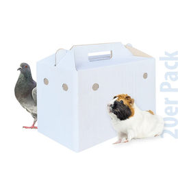 Produktbild von Breker Faltbox aus Pappe für Kleintiere wie Kaninchen Meerschweinchen Tauben und Wachtel Weiß