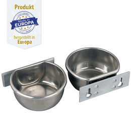 Breker Futternapf aus Edelstahl mit Halteplatte für Kaninchen und Meerschweinchen 850 ml Silber – Bild 1 von 3