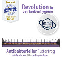 Produktbild von Breker Futternapf aus Kunststoff mit Metall-Fressgitter für Tauben Hühner und Wachteln in Lila 100 cm