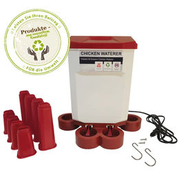 Produktbild von Breker Geflügeltränke aus Kunststoff mit 4 Tränkebecken und Heizplatte für Hühner 7 Liter