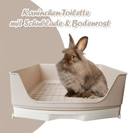 Breker Kaninchen Toilette aus Kunststoff mit Schublade und Bodenrost 40 cm beige – Bild 1 von 5
