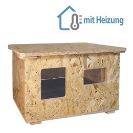Breker Kaninchenhaus aus Holz mit Wärmeplatte und Kotwanne in Natur und Beige – Bild 1 von 6