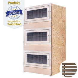Breker Kaninchenstall aus Holz mit 3 Abteilungen und Bodenrost – Bild 1 von 2