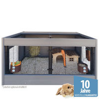 Produktbild von Breker Kaninchenstall für Kaninchen und Meerschweinchen aus Kunststoff in Grau