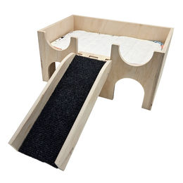Produktbild von Breker Kleintierhaus aus Holz für Kaninchen und Meerschweinchen mit 3 Eingängen und Terrasse