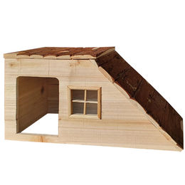 Breker Kleintierhaus aus Holz für Kaninchen und Meerschweinchen mit Rampe in Natur Braun – Bild 1 von 2