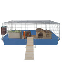 Produktbild von Breker Kleintierkäfig Starterset aus Metall für Meerschweinchen und Kaninchen in Blau und Grau