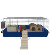 Produktbild von Breker Kleintierkäfig Starterset für Meerschweinchen und Kaninchen aus Metall in Blau Grau 120 cm