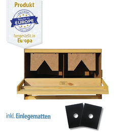 Breker Legenest Abrollnest aus Holz für Hühner Puten und Wachteln mit 2 Abteilungen in Natur und Beige – Bild 1 von 9