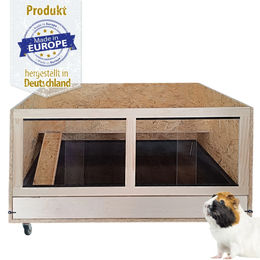 Breker Meerschweinchenkäfig aus Holz in Braun und Natur mit Plexiglasfront – Bild 1 von 5