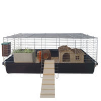 Produktbild von Breker Meerschweinchenkäfig und Nagerkäfig für Kaninchen als Metall Starterset in Schwarz und Grau