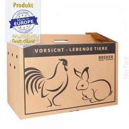 Produktbild von Breker Tiertransportbox für Kleintiere aus Karton mit Luftlöchern und doppeltem Boden 58 x 38 x 31 cm 10er Pack