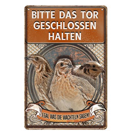 Produktbild von Breker Vintage Blechschild Wachtel Bitte das Tor geschlossen halten aus Metall in Braun