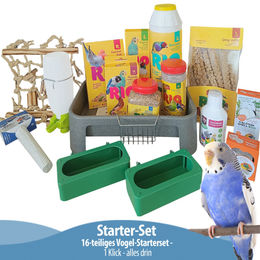 Produktbild von Breker Vogel Starter-Set 16-teilig mit Saaten und buntem Kunststoffzubehör