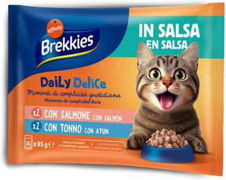 Brekkies Daily Delice Katzenfutter Adult Lachs und Thunfisch in Soße 4 x 85 g – Bild 1 von 1