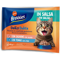 Produktbild von Brekkies Daily Delice Katzenfutter Adult Lachs und Thunfisch in Soße 4 x 85 g