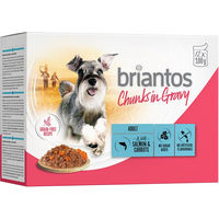 Produktbild von Briantos Chunks in Gravy Lachs und Karotten Stückchen in Sauce Getreidefrei Adult 48 x 100 g