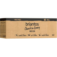 Produktbild von Briantos Chunks in Gravy Mixpaket für Hunde Adult Huhn Rind Lachs Getreidefrei 44 x 100 g