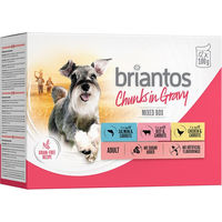 Produktbild von Briantos Chunks in Gravy Mixpaket Huhn Rind Lachs Getreidefrei Adult 48 x 100 g - 48 x 100 g