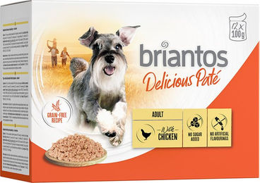 Produktbild von Briantos Delicious Paté Huhn Getreidefrei Ohne Zucker Adult 12 x 100 g - 12 x 100 g