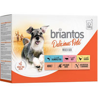 Produktbild von Briantos Delicious Paté Mixpaket für Hunde Adult Huhn Rind Lachs Getreidefrei 12 x 100 g