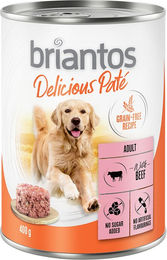 Produktbild von Briantos Delicious Paté Rind Hund Adult Getreidefrei 6 x 400 g - 6 x 400 g