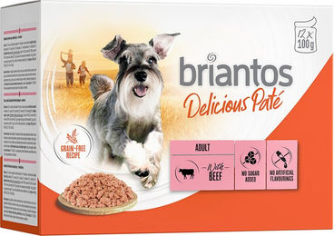 Produktbild von Briantos Delicious Paté Sparpaket Rind Adult Getreidefrei 48 x 100 g - 48 x 100 g