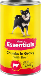 Briantos Essentials Hundefutter Adult Stückchen in Sauce Rind 6 x 1240 g ohne Zucker und Konservierungsstoffe – Bild 1 von 1