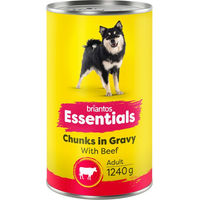 Produktbild von Briantos Essentials Hundefutter Adult Stückchen in Sauce Rind 6 x 1240 g ohne Zucker und Konservierungsstoffe