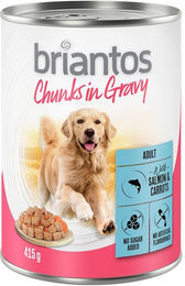 Produktbild von Briantos Hundefutter Stückchen in Sauce Lachs und Karotten Adult 24 x 415 g - 24 x 415 g
