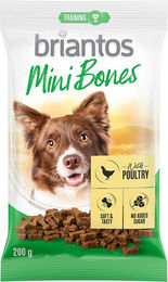 Produktbild von Briantos Mini Bones Hund Belohnungssnack Geflügel ohne Zucker und Farbstoffe 400 g - 2 x 200 g
