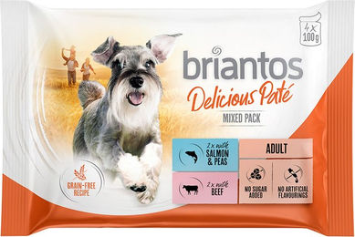 Produktbild von Briantos Probiermix Paté Lachs und Rind für Katzen Adult Getreidefrei 4 x 100 g - 4 x 100 g