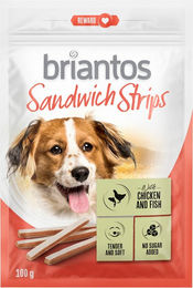 Produktbild von Briantos Sandwich Strips Belohnungssnack für Hunde mit Kabeljau 4 x 100 g