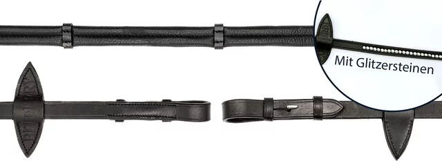 Produktbild von Bridlery Round-Stitch-Trense für Pferde aus Leder in Schwarz für Vollblut