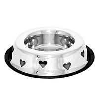 Produktbild von Brillibrum Edelstahl Hundenapf und Katzennapf Design Herzen Rutschfest und Schadstofffrei in Silber