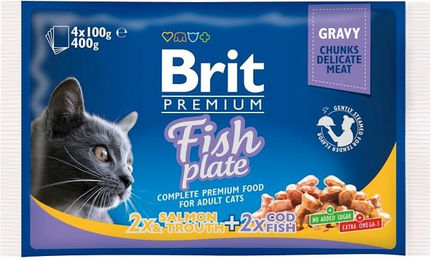 BRIT Adult Katzenfutter Fischstücke in Sauce 4x100g - 4 x 100 g – Bild 1 von 3