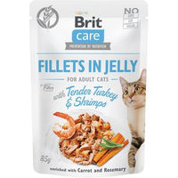 Produktbild von BRIT Care Adult Katzen Nassfutter Filets in Jelly Pute und Garnelen getreidefrei 24 x 85 g - 24 x 85 g