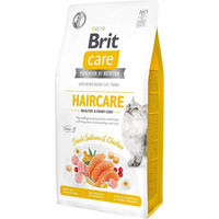 Produktbild von Brit Care Cat Haircare Getreidefreies Trockenfutter für erwachsene Katzen mit Lachs und Huhn für Haut und Fell 2 kg - 2 kg