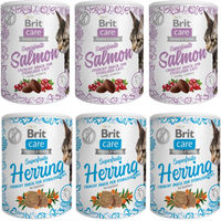 Produktbild von BRIT Care Cat Snack Superfruits Mix Katzen Leckerli Hering Lachs Huhn 6x100 g zur Gewichtskontrolle