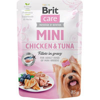 Produktbild von Brit Care Dog Mini Hundefutter Adult Huhn und Thunfisch Filets in Sauce Getreidefrei Hoher Fleischanteil 24 x 85 g - 24 x 85 g